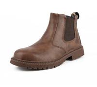 Pangolin Men's Work Boots Safety Anti Smash and Anti Puncture Lightweight Comfortable Durable Anti Slip Brown 8.5 UK