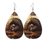 pangolin parenting print Prints Leather Teardrop earrings Pendant Stylish and light Lightweight Dangle for Women Girls, One Size, Leather, No Gemstone