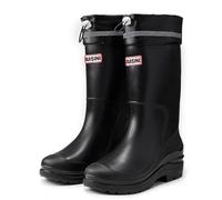 Pangolin Women’s Knee High Waterproof Wellies, Pull-On Wellington Boots with Adjustable Drawstring Cuff & Reflective Band, Non-Slip Lug Sole, Easy-Clean Outdoor Garden Boots Black 5.5UK
