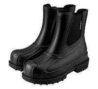 Pangolin Women's Duck-Toe Chelsea Wellies-Lightweight Waterproof Ankle Rain Wellington Boots with Protective Shell Toe, Elastic Side Gussets, Pull-Tab & Non-Slip Lug Sole Black 7UK