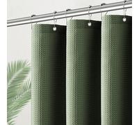 PANGSINNE Green Stall Shower Curtain Waffle Weave Fabric, Luxury Waterproof 256GSM Heavy Duty Camper Shower Curtain for Travel Trailers with 6 Metal Hooks, 36Wx72H Sage Green