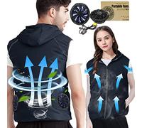 PANGTIKU Cooling Vest for Men Women - Evaporative Cool Vest with 2 Fans Air conditioned Cold Clothes keep cooling 13 hours, Navy, L