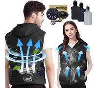 PANGTIKU Cooling Vest for Men Women - Evaporative Cool Vest with 2 Fans Air conditioned Cold Clothes keep cooling 13 hours, Black, Medium