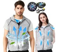 PANGTIKU Cooling Vest for Men Women - Evaporative Cool Vest with 2 Fans Air conditioned Cold Clothes keep cooling 13 hours, Grey, M