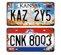 Panguru 2 Pieces Prop License Plates from Supernatural, Metal Stamped Number Tags, Movie Prop Vanity Plate, 12x6 inches