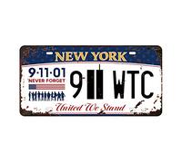 Panguru Never Forget Twin Towers 911 Memorial License Plate, Embossed Replica Metal Number Tags, New York State, 12x6 Inch