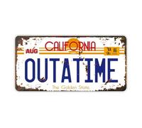 Outatime License Plate Memorabilia, Stamped Car Plate Replica, Movie Prop Vanity Number Tag, 12x6 inch