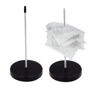 pangutheos 2 Piece Receipt Spike, Chrome-Plated Ticket Spike, Removable Metal Bill Holder with Round Base for Restaurants, Offices, Shops (Black)