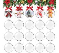 pangutheos 20 Pieces Clear Baubles, 8 cm Christmas Tree Decorations Clear Plastic Baubles to Fill DIY Fillable Decorate Your Own Bauble for Christmas and Home Decoration