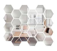pangutheos 24 Pieces Hexagon Mirror Tiles, Acrylic Wall Mirror, Stick On Mirrors for Walls for DIY Setting - Home, Office, Bedroom, Living Decor (Hexagon, 24 Pieces)