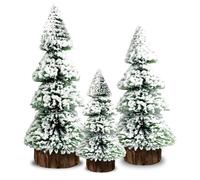 pangutheos 3 Pieces Mini Christmas Tree, Small Christmas Trees with Snowflake Effect, 15/20/25 cm Miniature Christmas Trees for Desktop Decoration, Shop Window Display, DIY