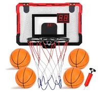 Pangutiandi Basketball Hoop Indoor, Mini Basketball Hoop for Kids Wall Mounted with 4 Balls and Electronic Scoreboard, Gifts for Girls Boys Age 3-12 Years