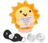 PangWuu 2 Pieces Positive Thank You Gift Sun Knitting Doll with Clover Leaf Lucky Charm, Positive Gift for Leaving Birthday Anniversary Encouragement for Friends, Family, Colleagues