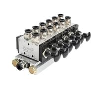 Pangyoo 4R210-08 2F-10F Manual Valve 2 Way 5 Position Push and Pull Pneumatic Switch of Directional Valve Combination Valve Manifold(10 in 8 Out,7 Stations)