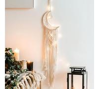 PANGYRNG Boho Macrame Woven Wall Hanging, Crochet Crescent Moon Star Dream Catcher with Long Tassel- White Cotton Bohemian Home Decor Decoration Art Craft 96cm 1/113, 12345