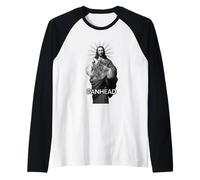 Panhead BW HD Jesus Christ Retro Motorcycle Engine Glorious Raglan Baseball Tee