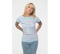 Panic at the Disco Women's Outline Logo Skinny T-Shirt in Blue | Size: Medium Panic at the Disco Blue M