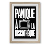 Panic at the Discotheque Retro Framed Wall Art Print A4 (29.7×21cm) Oak, Wall Decor for Living Room, Bedroom, Office & Home, Ready to Hang, Art Gift