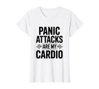 Panic Attacks are My Cardio Funny Anxiety Humor Value Graphic T-Shirt, Women, White, L
