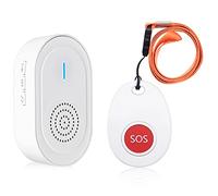 Panic Button for Elderly/Wireless Portable Caregiver Pager/Emergency Call Button Bell/Panic Alarm System/Security System with 1 Portable Receiver & 1Call Button