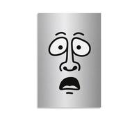 Panic Face Poster Minimalist Cartoon Wall Art with Surprised Expression on Silver White Background Abstract Line Drawing Funny Print Bathroom Dorm Or Office Quirky Humor Decor Gift 20x30inch Unframe