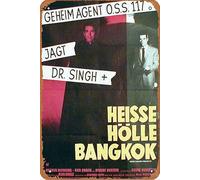 Panic in Bangkok/Banco a Bangkok pour OSS 117 Style B Movies Metal Tin Sign 8x12 inch Wall Decor Gifts for Home,Street,Bars,Restaurants,Cafes,Store