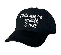 Panic Over The Hotelier is Here Hand Printed Black Baseball Cap
