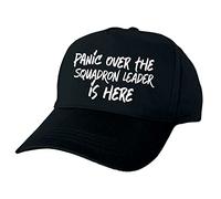Panic Over The Squadron Leader is Here Hand Printed Black Baseball Cap
