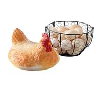 Panier À Œufs De Comptoir - Boîte De Rangement Texture Peinte En Métal - Boîte À Maintenance Avec Couvercle Poule, Pour Les Fruits, Les Snacks, La Cuisine De Ferme, Le Bureau, La Ferme, Et
