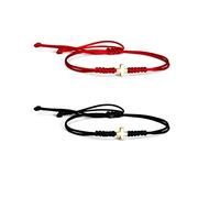 Panifio Christian Gifts for Women Men Handmade Braided Cross Black Red String Protection Bracelet Faith Wrap Bracelet Religion Jewelry, 可调节, Metal, no gemstone