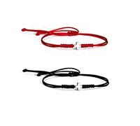 Panifio Christian Gifts for Women Men Handmade Braided Cross Black Red String Protection Bracelet Faith Wrap Bracelet Religion Jewelry, 可调节, Metal, no gemstone