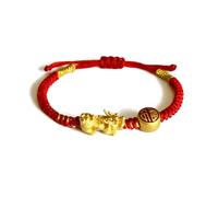 Panifio Feng Shui Best Red String Pixiu Bracelet Attract Wealth and Good Luck Pi Yao Wealth Bracelet for Women, Metal, no gemstone