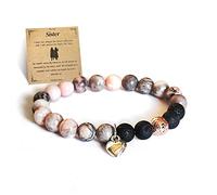 Panifio Lava Rock Pink Zebra Jasper Bracelet for Women Stress Relief Yoga Relaxation Inspirational Bracelet To My Daughter, Granddaughter, Sisters, Mom, BFF, Stone, no gemstone