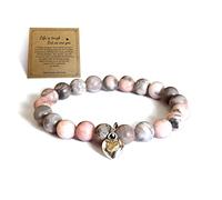 Panifio Lava Rock Pink Zebra Jasper Bracelet for Women Stress Relief Yoga Relaxation Inspirational Bracelet To My Daughter, Granddaughter, Sisters, Mom, BFF, Stone, no gemstone