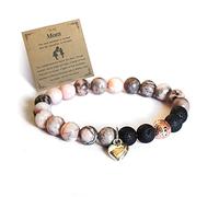 Panifio Lava Rock Pink Zebra Jasper Bracelet for Women Stress Relief Yoga Relaxation Inspirational Bracelet To My Daughter, Granddaughter, Sisters, Mom, BFF, Stone, no gemstone
