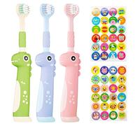 PANIMOSI Toddler Toothbrush, Ultra Soft Bristles Baby Toothbrush for Ages 1-12 Years, Efficient 3 Sided Infant Toothbrush with Tongue Scraper, Non-Slip Handle, Complete Tooth and Gum Care(3 Pack)