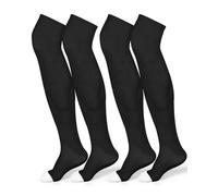 Panitay 2 Pairs High Football Socks Sport Multiple Sizes over the Knee Baseball Socks Extra Long for Boys Girls Women Men, Black and White, X-Large
