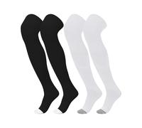 Panitay 2 Pairs High Football Socks Sport Multiple Sizes over the Knee Baseball Socks Extra Long for Boys Girls Women Men, Black White and Gray White, L