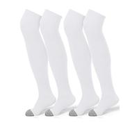 Panitay 2 Pairs High Football Socks Sport Multiple Sizes over the Knee Baseball Socks Extra Long for Boys Girls Women Men, Gray and White, XL