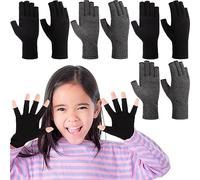 Panitay 4 Pairs Kids Compression Gloves Fingerless Arthritis Gloves Kids Compression Hand Cover for Boys Girls Carpal Tunnel(6-15 Years)