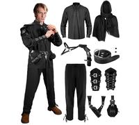 Panitay 8 Pcs Halloween Men's Renaissance Costume Set Medieval Viking Shirt Pant Belt Cape Bracer Sword Bag(Large,Stylish Color)