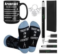 Panitay Architecture Gifts Set for Men 9 in 1 Multi Tool Pen 14 oz Architecture Coffee Mug Keychain Sock Gadget Birthday Retirement Christmas Gift for Father Mechanical Electrical