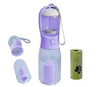 PANJAL Portable Dog Water Bottle 600ml, 4 in1 Multi Function Leak Proof BPA-Free Poo Bag Dispenser Snack Compartment Carbon Filter - Outdoor Walking Hiking Travel - Turquoise (Levander-600ml-120g)