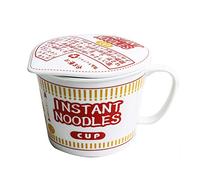 PANJAZE Japanese Ceramic Noodle Bowl, 900ML, Large Capacity, Sturdy, Microwavable, Instant Noodle Cup With Lid, Handle, 6 Inches