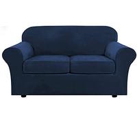 PANJAZE Velvet Sofa Cover with 2 Separate Cushion Covers, Stretch Ultra Soft Plush Slipcover Replacement Anti-Slip Furniture Protector Elastic Bottom ( Color : Navy , Size 2 Seater(122-172cm) )
