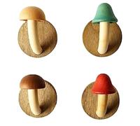 panjin 4Piece Fun Wooden Mushroom Coat Hook Kitchen Bathroom Cloakroom Door Hook Wooden