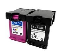 panjin 67XL IInk Box Black + Multicolor Plastic Printer Cartridges Compatible for HP67 XL Ink Replacement for DeskJet 1255 2732 4140 4155 Printer