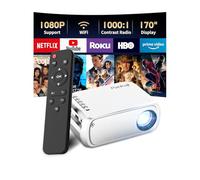 Pankaji Smartphone Projector, Mini Projector Full HD 1080P Support WiFi Projector Home Cinema Video Projector Compatible with PS4/TV Stick/HDMI/USB/iOS/Android Mobile Phone Portable Projector