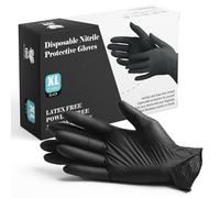 PANKTI Black Nitrile Disposable Gloves, 100 Count, Latex-Free, Powder-Free Rubber Gloves, Strong and Puncture-Resistant Gloves For Men and Women (X-Large, 100)