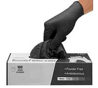 PANKTI Black Nitrile Disposable Gloves - Latex-Free, Powder-Free, Pack of 100, Strong and Puncture-Resistant, Medical, Food Handling, Tatoo Barber Shop Gloves (Large) (Packaging may vary)